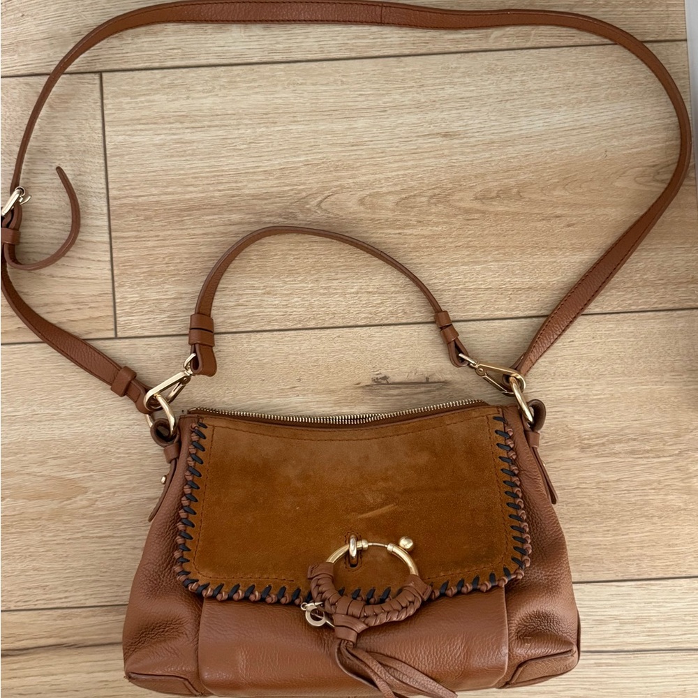 Chloe Joan Crossbody Bag with Structured Design and Metal Ring